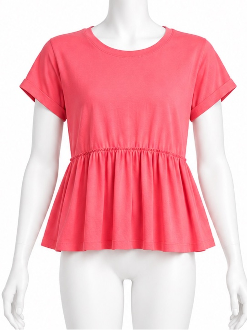 Pink Lily Coral Peplum Short-Sleeve Top size small